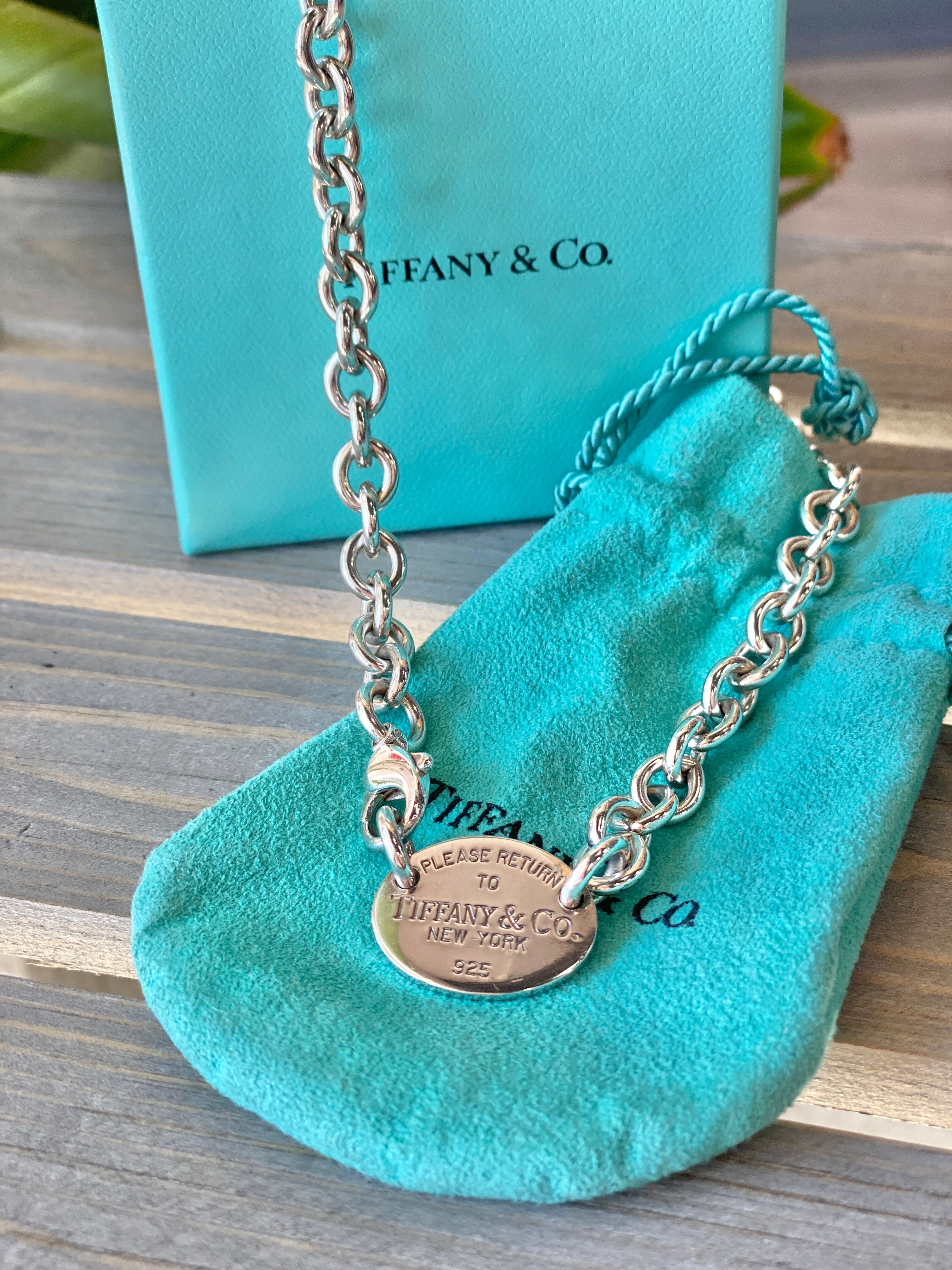 tiffany oval tag necklace